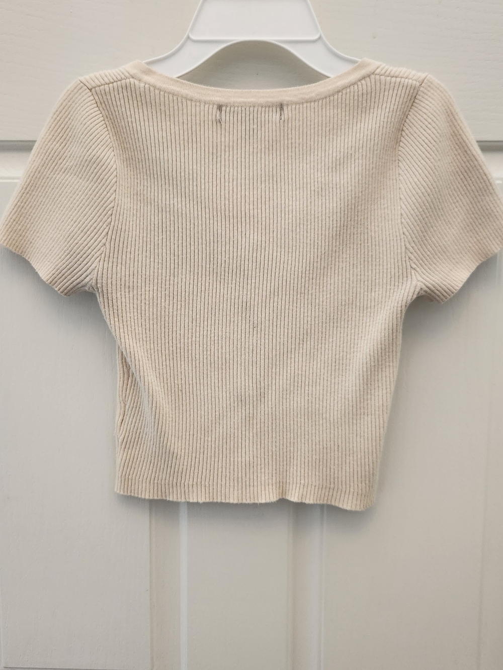 Say What? Cream Ribbed Button-Front Crop Top - Picture 2 of 4